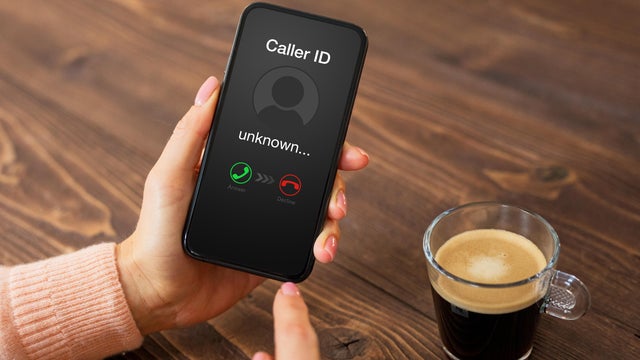 Person receiving a call from an unknown caller 